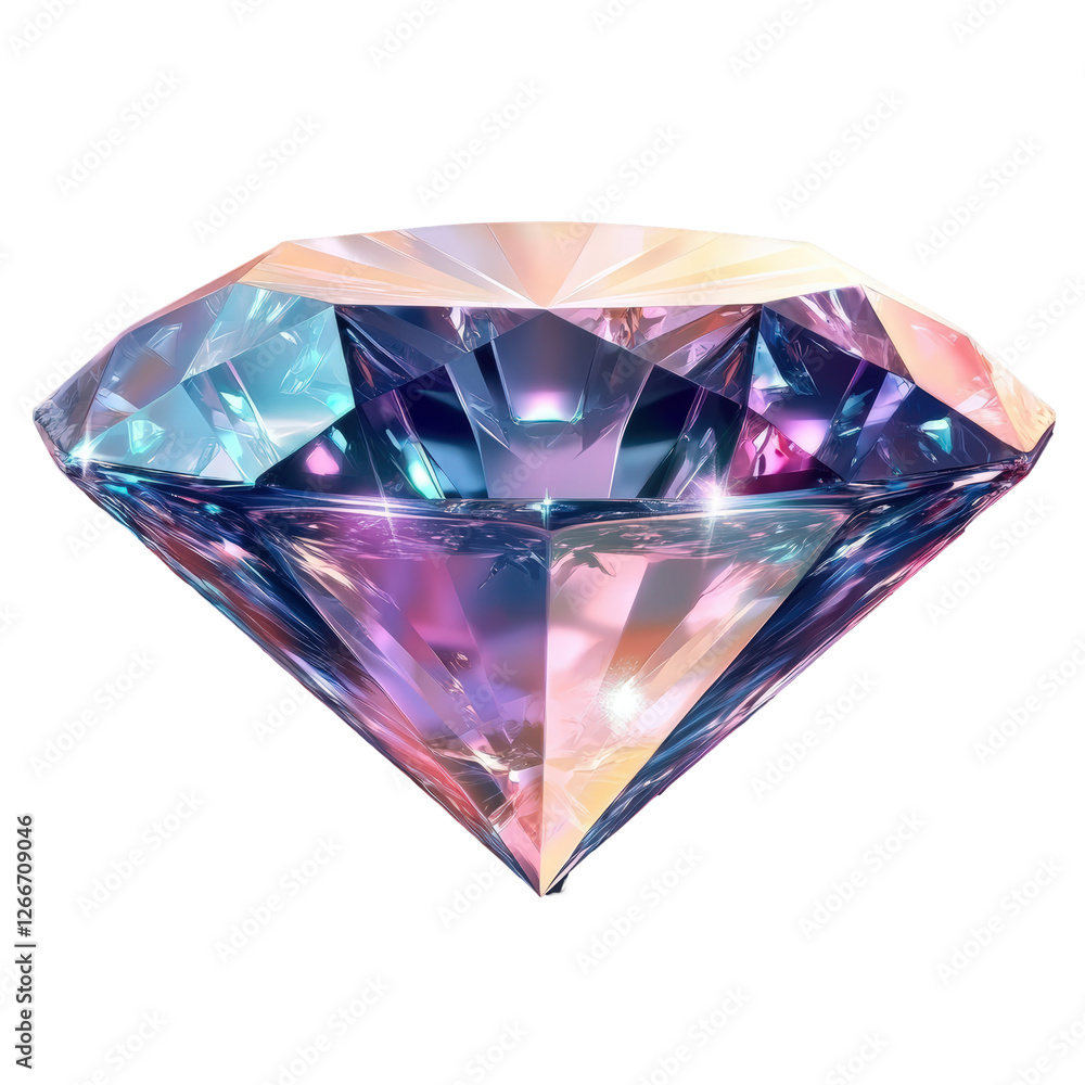 Isolated Sparkling Iridescent Diamond Stone Isolated Sparkling Iridescent Diamond Stone