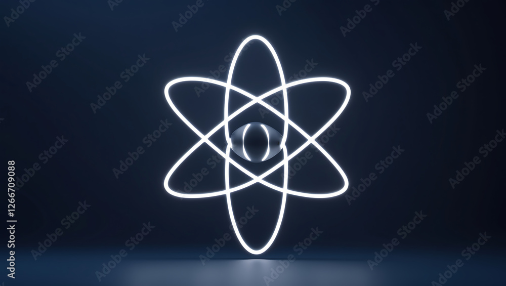 Minimalist Abstract Representation of an Atom with a Soft Glow and Futuristic Aesthetic Minimalist Abstract Representation of an Atom with a Soft Glow and Futuristic Aesthetic