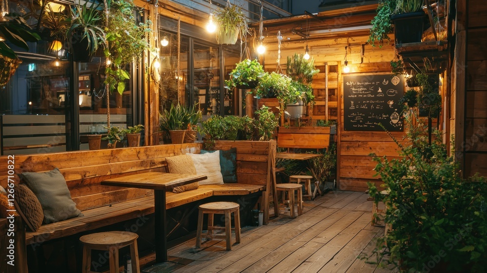 Cozy Outdoor Cafe at Night: A Serene Escape Cozy Outdoor Cafe at Night: A Serene Escape