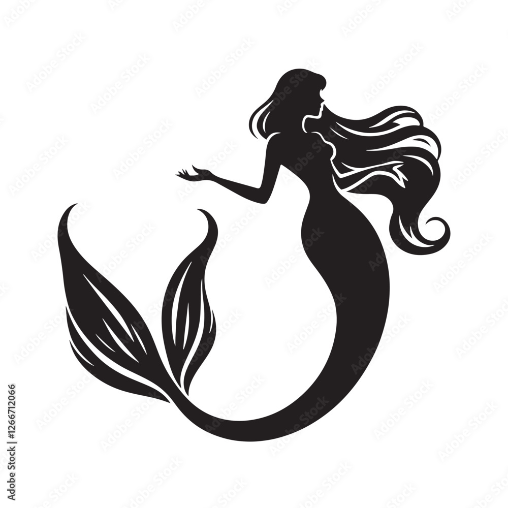 Shadowed Mermaid silhouette symbolizing the allure of the ocean - Mermaid illustration - Mermaid vector - mythical creature silhouette
Shadowed Mermaid silhouette symbolizing the allure of the ocean - Mermaid illustration - Mermaid vector - mythical creature silhouette