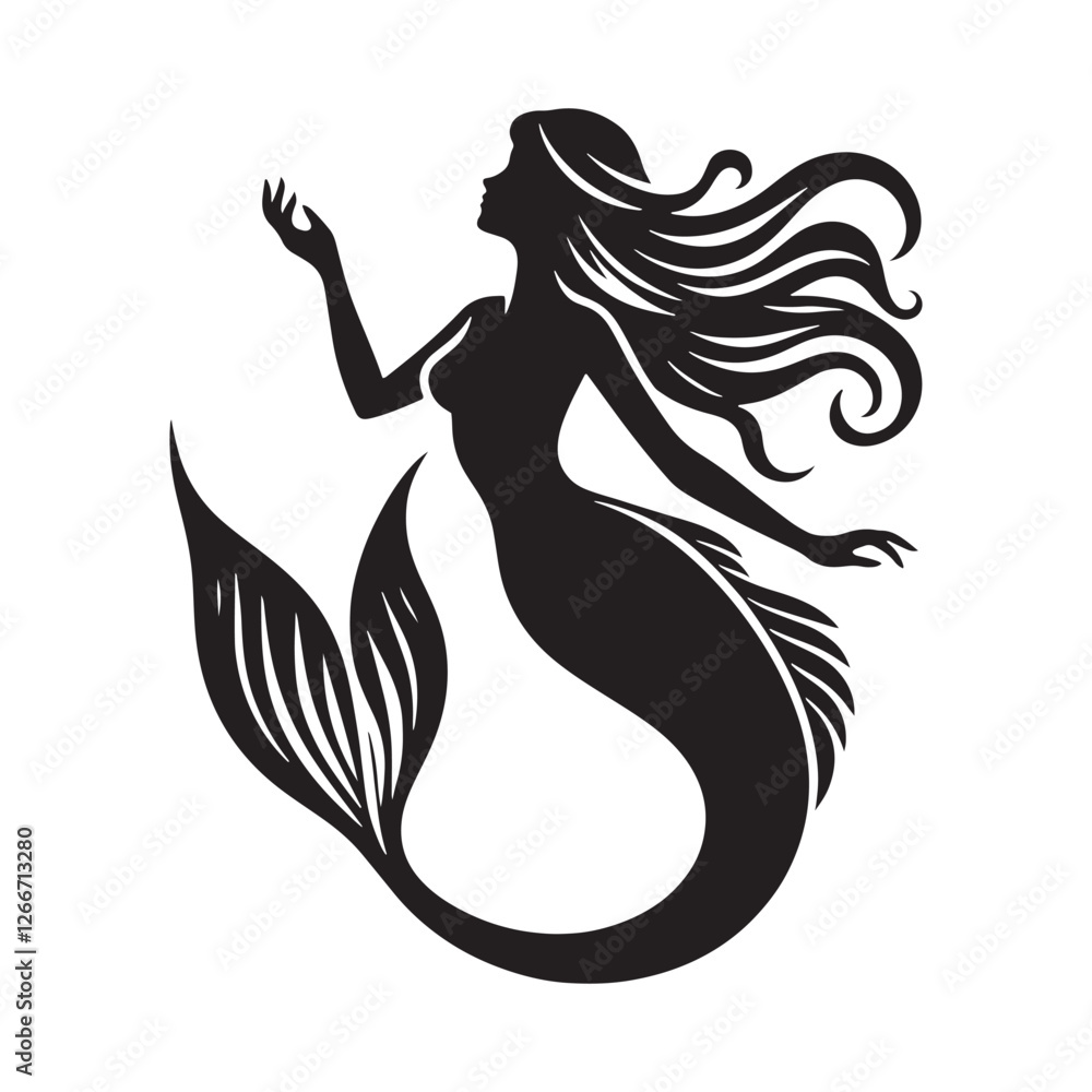 Legendary Mermaid silhouette capturing the magic of the ocean - Mermaid illustration - Mermaid vector - mythical creature silhouette
Legendary Mermaid silhouette capturing the magic of the ocean - Mermaid illustration - Mermaid vector - mythical creature silhouette