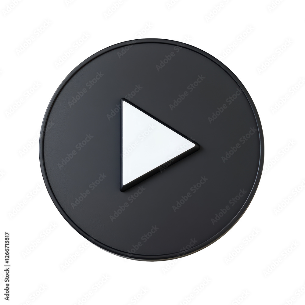 Isolated Sleek Black Play Button with Subtle White Arrow Isolated Sleek Black Play Button with Subtle White Arrow