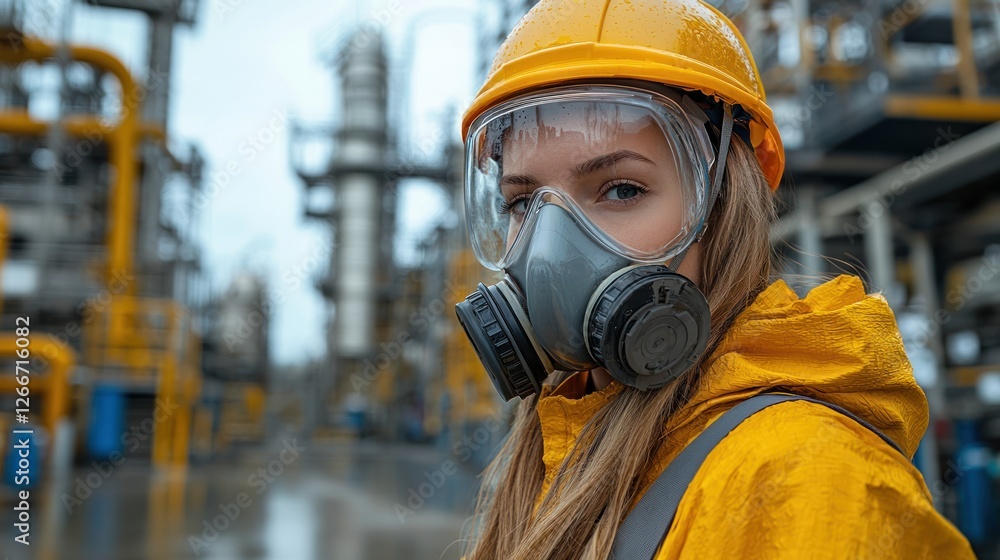 Female Industrial Worker in Protective Gear Female Industrial Worker in Protective Gear