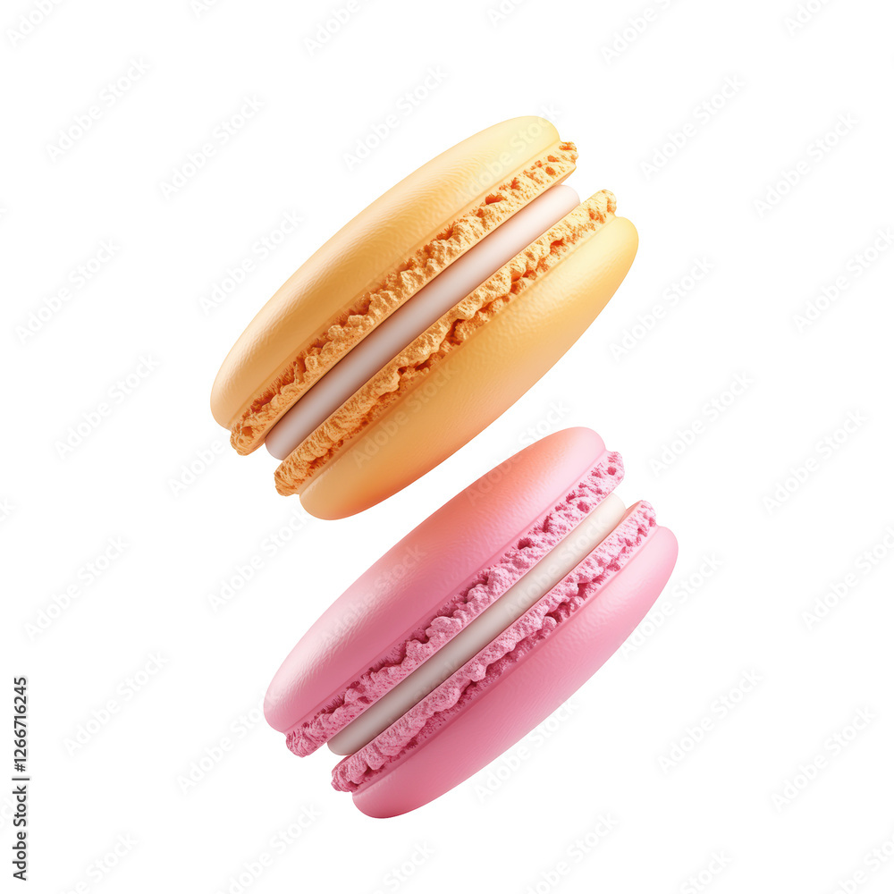 Isolated Colorful Macarons Duo Isolated Colorful Macarons Duo