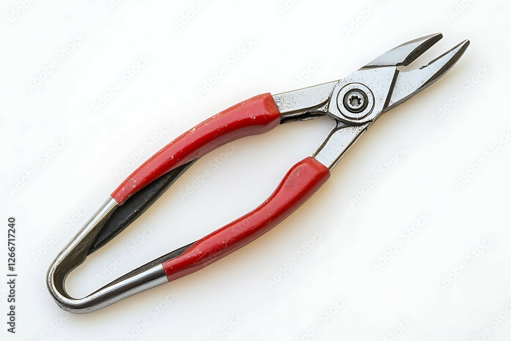 Red and black pliers isolated on white background, clipping path included Red and black pliers isolated on white background, clipping path included