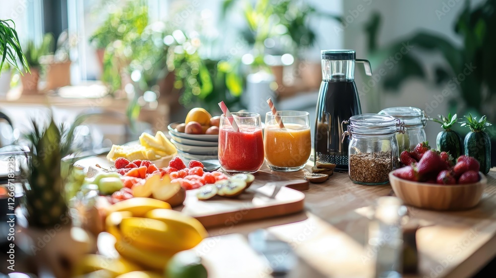 Healthy Breakfast in Modern Kitchen Healthy Breakfast in Modern Kitchen