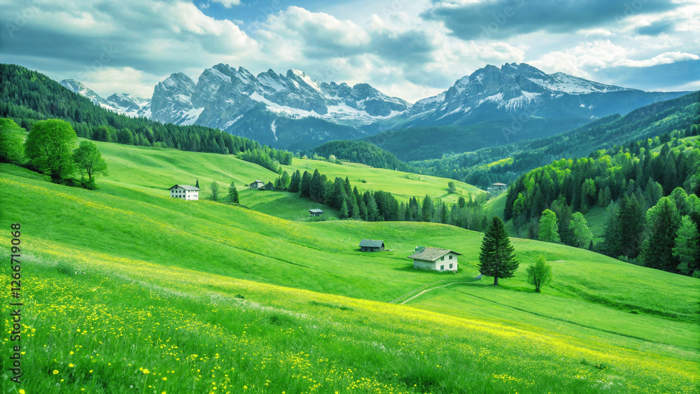 Fototapeta premium mountain landscape with green grass and mountains