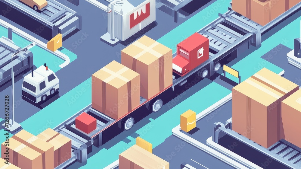 Packaging logistics flat design side view supply chain theme animation vivid. Packaging logistics flat design side view supply chain theme animation vivid.