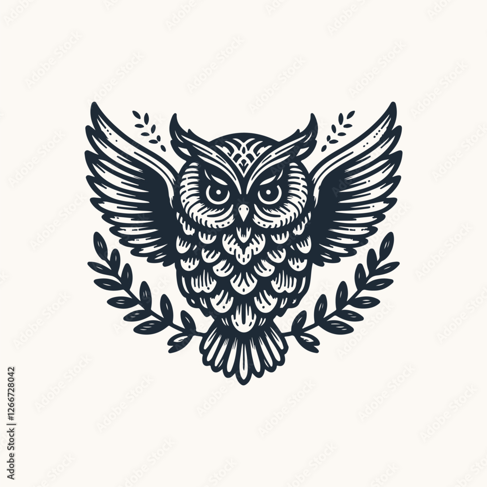 Obraz premium Vector ornamental Owl, ethnic zentangled mascot, amulet, mask of bird, patterned animal for adult anti stress coloring pages. Stylized face of a owl in the style of Zen tangle. Wisdom Icon logo