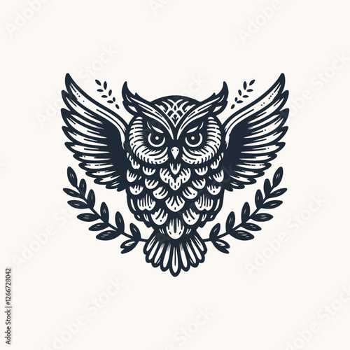 Vector ornamental Owl, ethnic zentangled mascot, amulet, mask of bird, patterned animal for adult anti stress coloring pages. Stylized face of a owl in the style of Zen tangle. Wisdom Icon logo