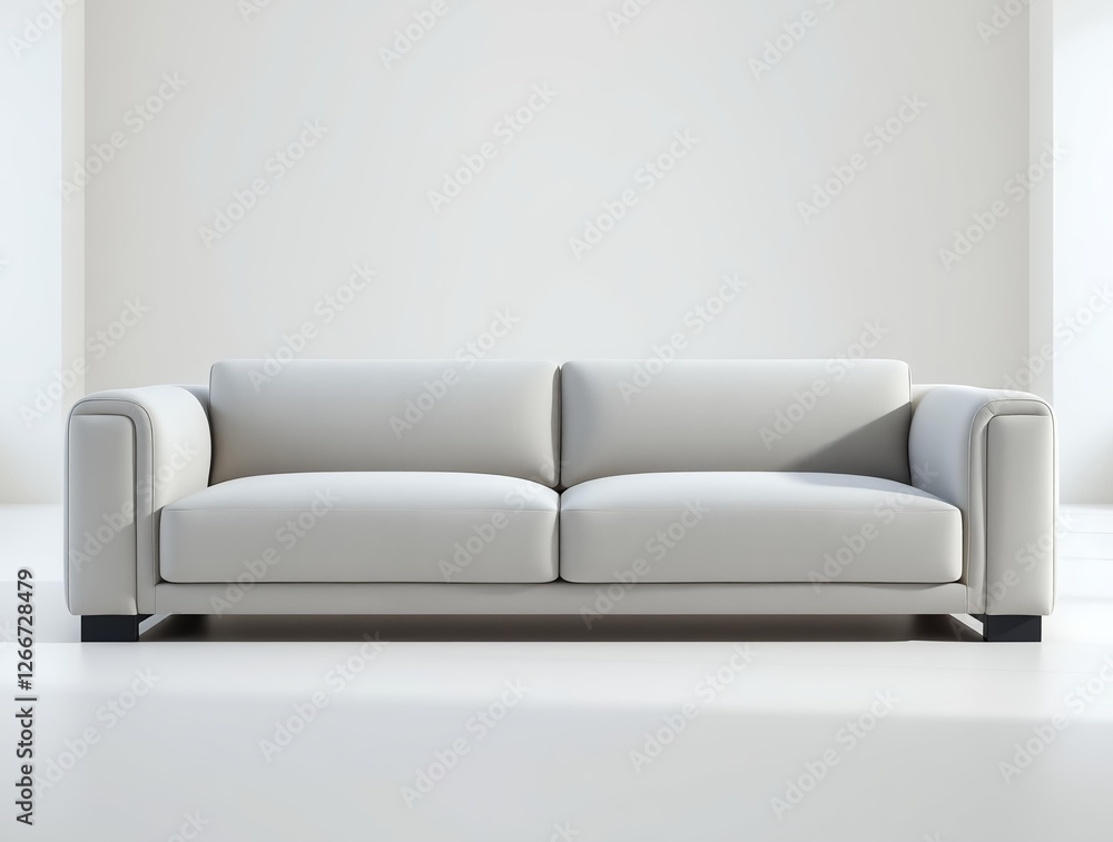minimalist sofa in light gray fabric, smooth, clean design, rounded edges, subtle seam, curved,armrests, soft lighting, bokeh background, sharp subject focus, wide,angle view minimalist sofa in light gray fabric, smooth, clean design, rounded edges, subtle seam, curved,armrests, soft lighting, bokeh background, sharp subject focus, wide,angle view