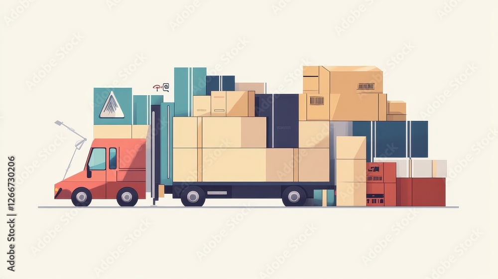 Packaging solutions flat design side view shipping efficiency theme cartoon drawing Split-complementary color scheme. Packaging solutions flat design side view shipping efficiency theme cartoon drawing Split-complementary color scheme.