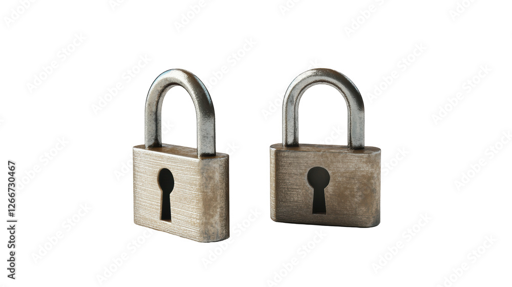 Isolated Antiqued Padlocks Reflecting Traditional Security Isolated Antiqued Padlocks Reflecting Traditional Security
