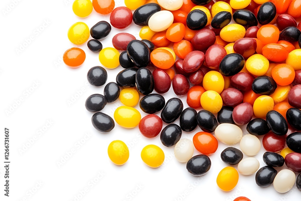 lentils isolated on white background. Top view. Flat lay pattern.