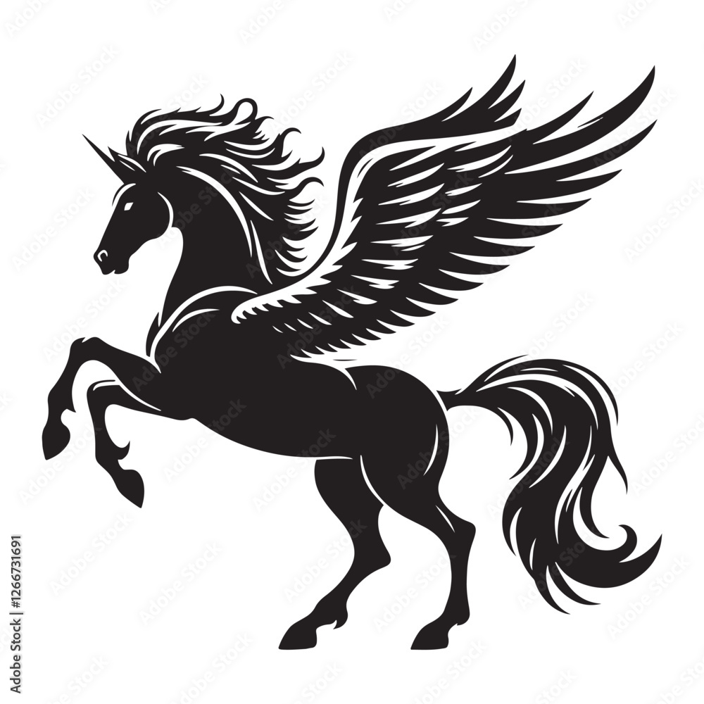 Stunning Pegasus silhouette showcasing the wonder of ancient myths - Pegasus illustration - Pegasus vector - mythical creature silhouette
Stunning Pegasus silhouette showcasing the wonder of ancient myths - Pegasus illustration - Pegasus vector - mythical creature silhouette