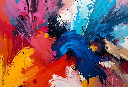 Dynamic Expression, An Abstract Symphony of Color and Energy Flow