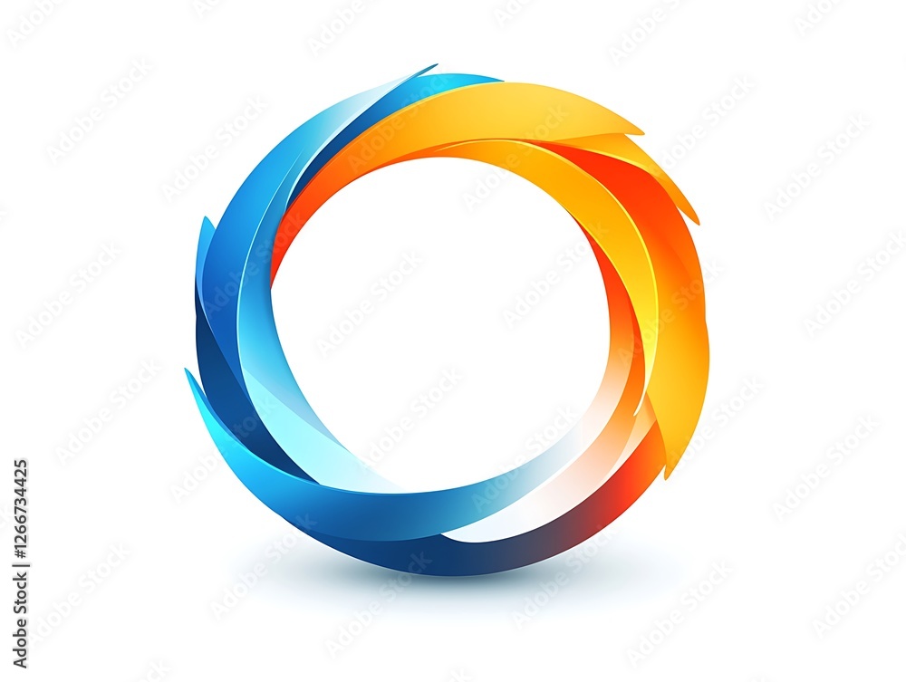 Dynamic circular logo with bright blue and orange gradients for an energetic look on white Dynamic circular logo with bright blue and orange gradients for an energetic look on white