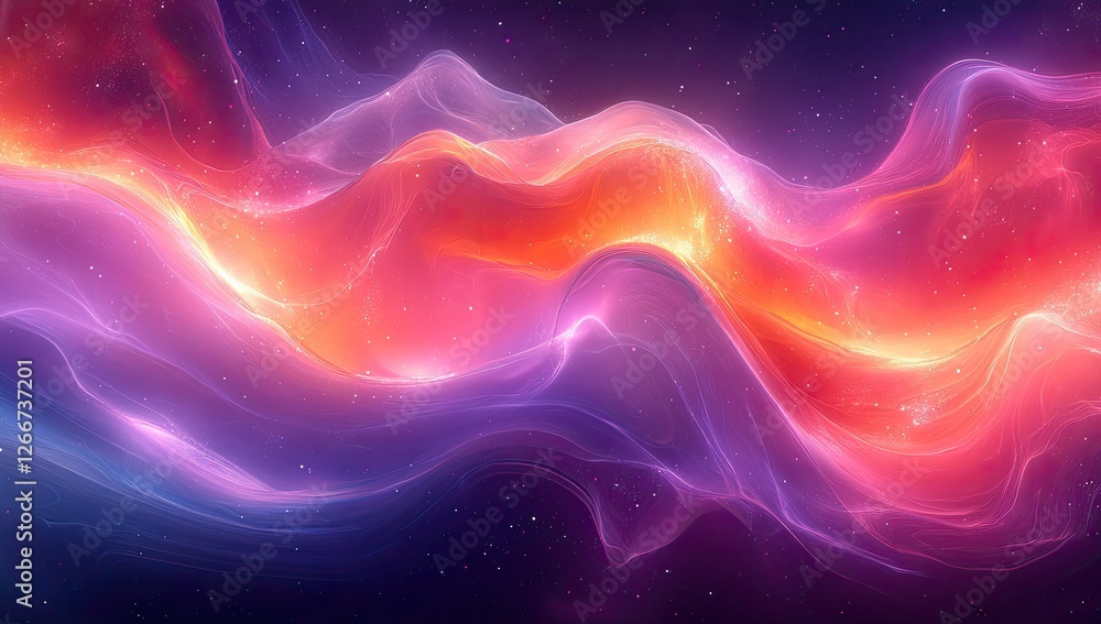 Abstract swirling nebula-like patterns, vibrant pink, orange, and purple glowing particles, dark background, dotted and textured, 3d rendering, digital art, space, futuristic, cosmic, ethereal, light Abstract swirling nebula-like patterns, vibrant pink, orange, and purple glowing particles, dark background, dotted and textured, 3d rendering, digital art, space, futuristic, cosmic, ethereal, light