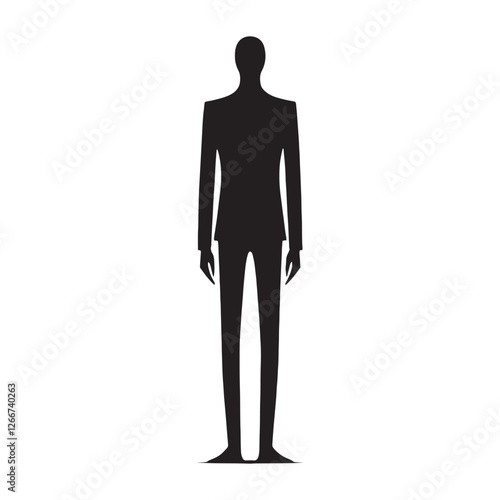Faceless Slender Man silhouette representing deep-rooted fears - Slender Man illustration - Slender Man vector - mythical creature silhouette
