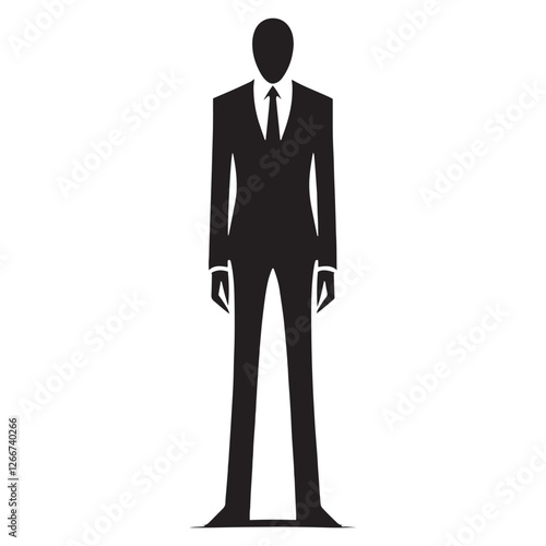 Shadowy Slender Man silhouette designed for unsettling themes - Slender Man illustration - Slender Man vector - mythical creature silhouette
