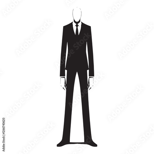 Chilling Slender Man silhouette symbolizing supernatural horror - Slender Man illustration - Slender Man vector - mythical creature silhouette
