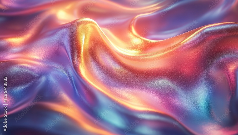 Obraz premium Abstract iridescent fabric textures with shimmering, sparkling details. Dynamic flowing shapes and vibrant colors