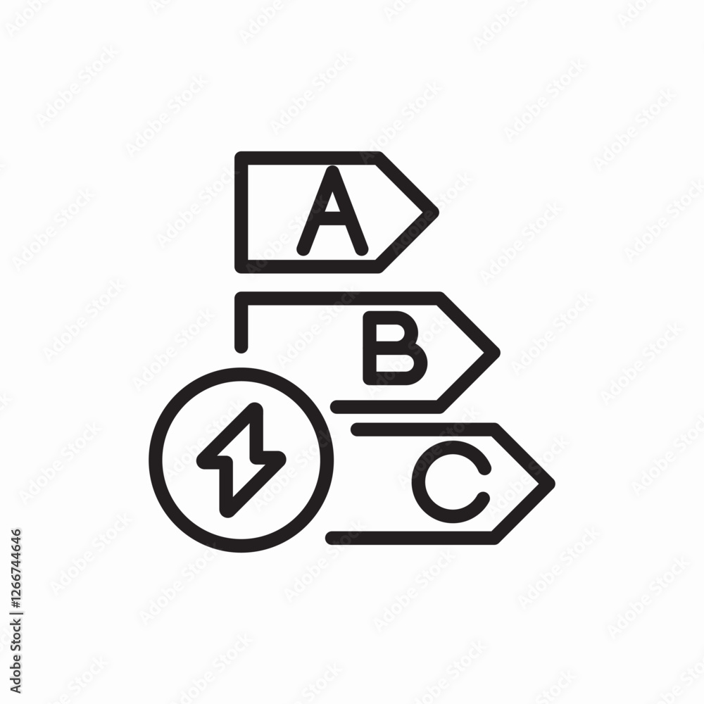 Power efficiency rating levels icon vector sign Power efficiency rating levels icon vector sign