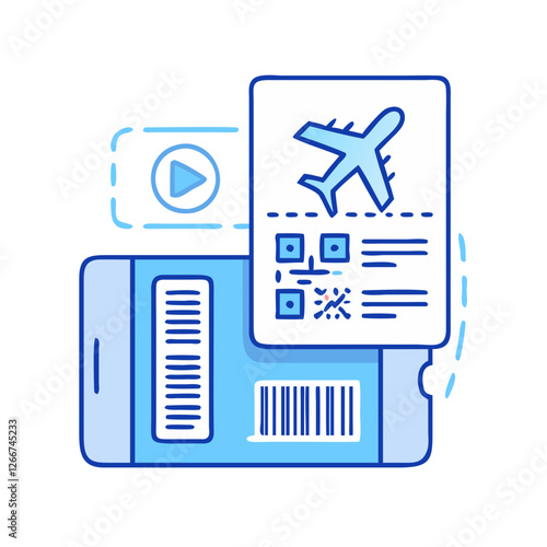 qr code with boarding pass icon, qr code with boarding pass vector illustration-simple illustration of qr code with boarding pass, perfect for qr code with boarding pass logos and icons