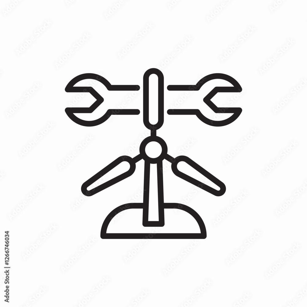 Wind turbine power generator repair icon vector sign
Wind turbine power generator repair icon vector sign
