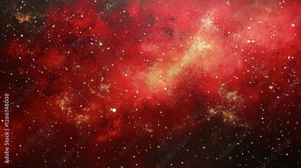 Fototapeta premium Vast Cosmic Background with Red Nebula and Sparkling Stars