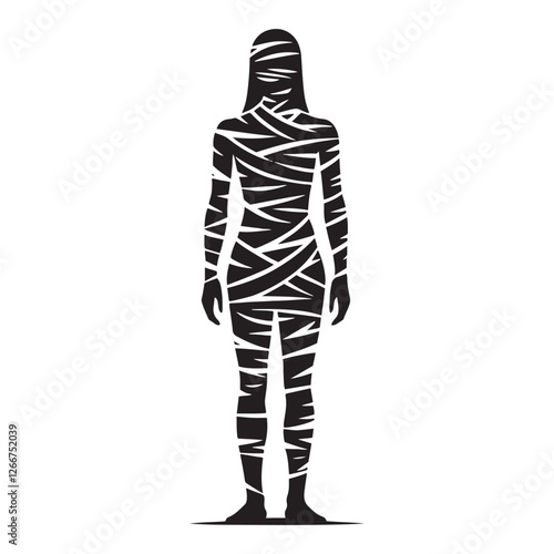 Classic monster Mummy silhouette symbolizing the supernatural - Mummy illustration - Mummy vector - mythical creature silhouette
