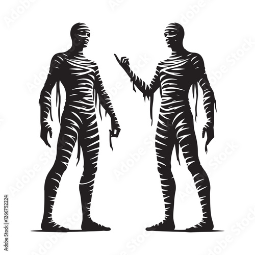 Gothic-inspired Mummy silhouette showcasing timeless monsters - Mummy illustration - Mummy vector - mythical creature silhouette
