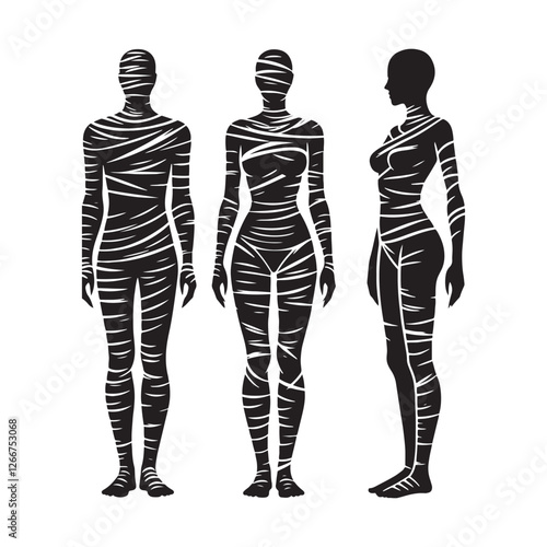 Creepy Mummy silhouette representing ancient Egyptian legends - Mummy illustration - Mummy vector - mythical creature silhouette
