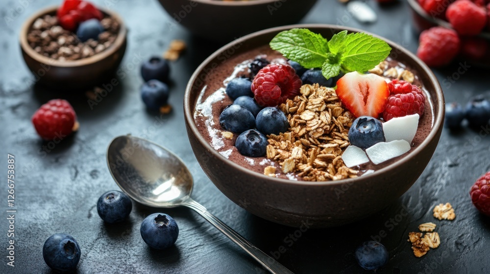 Delicious Acai Bowl with Berries and Granola Delicious Acai Bowl with Berries and Granola