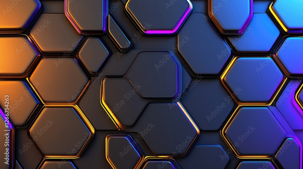 Obraz premium Dynamic hexagonal patterns digital design studio abstract art futuristic environment close-up view technology concept