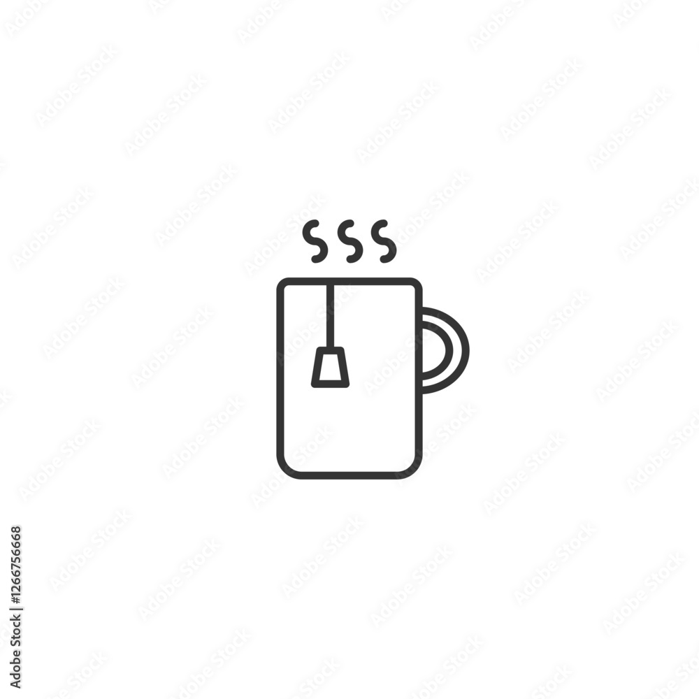 Outline Mug of Hot Tea with Steam Floating Above Outline Mug of Hot Tea with Steam Floating Above