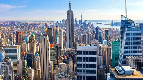 Majestic Manhattan Skyline: A Bird's-Eye View of New York City's Iconic Architecture
