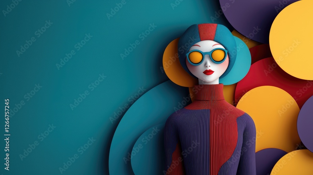 Fototapeta premium Creative fashion portrait studio photography colorful background close-up modern art concept