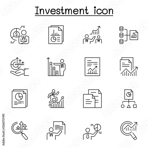 investment icon set in thin line style