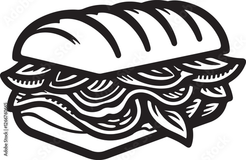 silhouette of sub sandwich logo vector art illustration