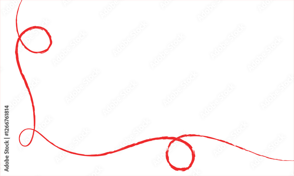 Red thread isolates on a white background. Red silk thread looped in a circle form, symbolizing vector thread of fate in Chinese tradition. .Line of red yarn, long red thread. Red thread isolates on a white background. Red silk thread looped in a circle form, symbolizing vector thread of fate in Chinese tradition. .Line of red yarn, long red thread.