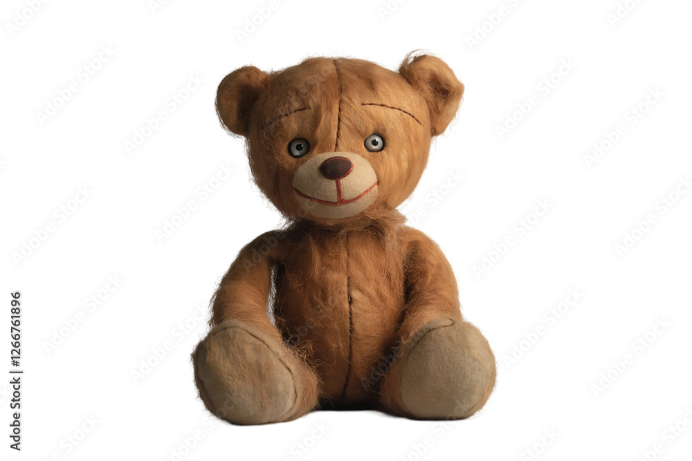 Obraz premium A fuffly brown teddy bear isolated on white background.
