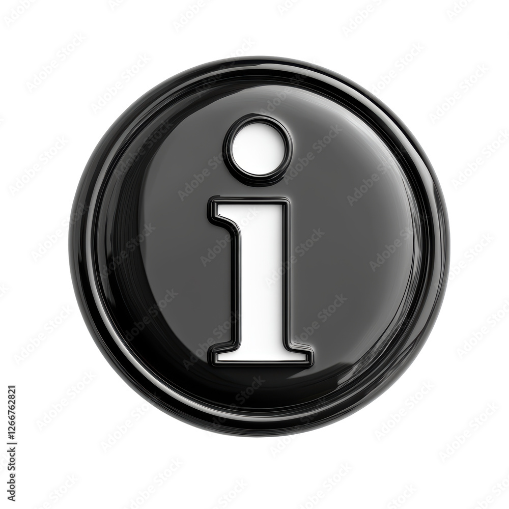 Isolated Gleaming Black Information Icon in 3D Style Isolated Gleaming Black Information Icon in 3D Style