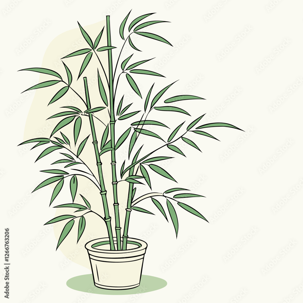 Fototapeta premium green bamboo plant in pot vector illustration