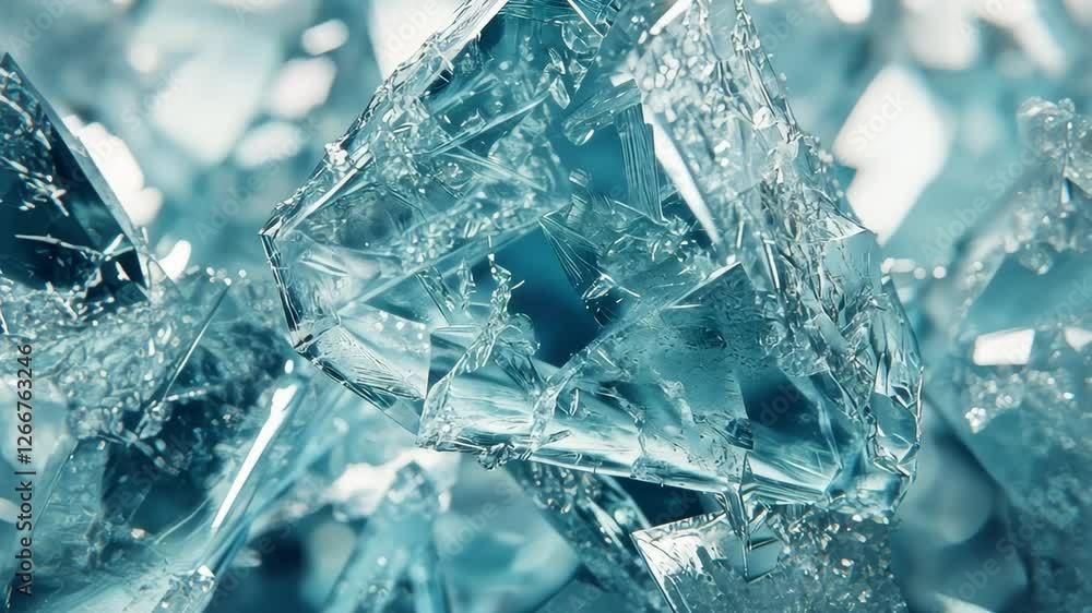 Frozen Crystal Macro Photography: A Stunning Close-Up of Icy Blue Fragments Frozen Crystal Macro Photography: A Stunning Close-Up of Icy Blue Fragments