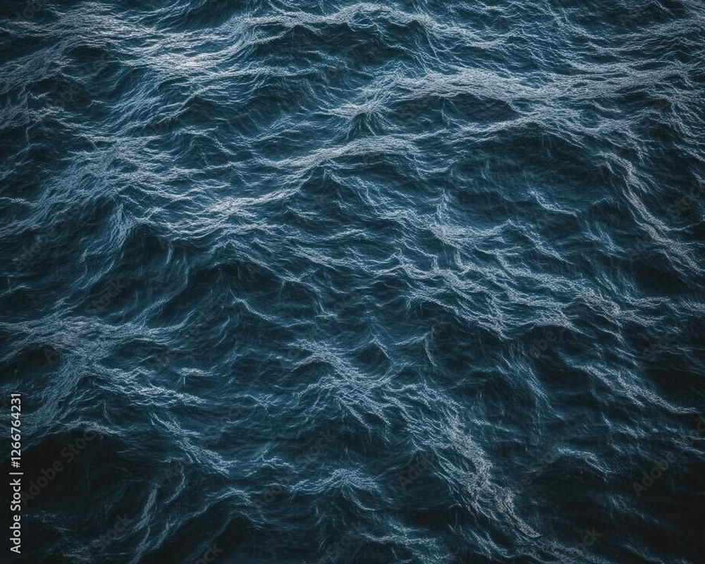 Fototapeta premium Dark ocean waves rippling on a windy day. Visual resource for depicting power or vastness