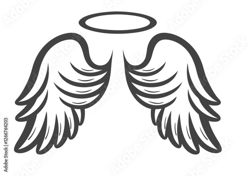 black and white angel wings with aura vector