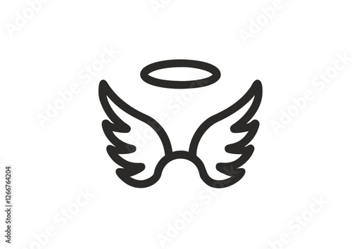 black and white angel wings with aura vector photo