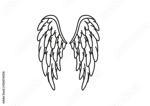 black and white angel wings with aura vector