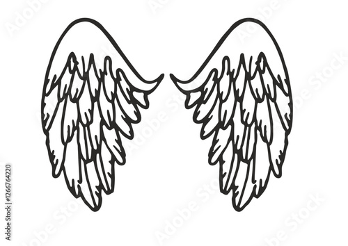 black and white angel wings with aura vector photo